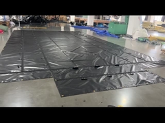 Flame Retarding PVC Tarpaulin Fabric 24 Ft X 27 Ft 8 Ft Flap Black 18 Oz Vinyl Coated Lumber Tarps